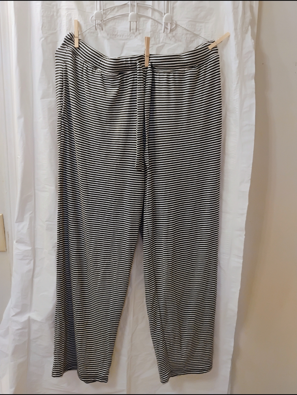 Joyspun Black & White Striped Drawstring Lounge Women's Pants